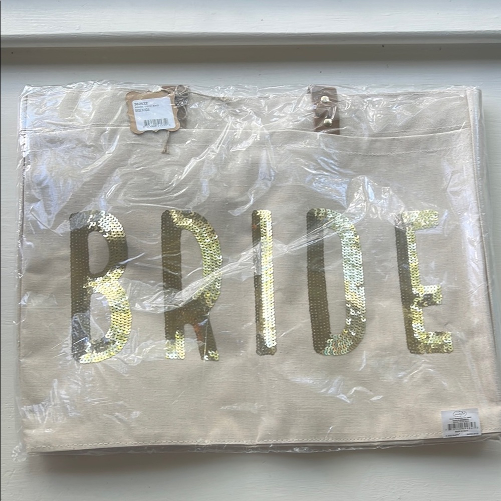 Bride Tote Bag with Gold Sequins